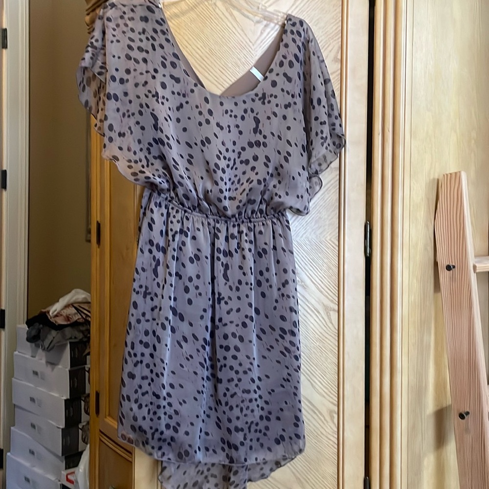 ⭐️Hello Miss tan polka dot dress size small